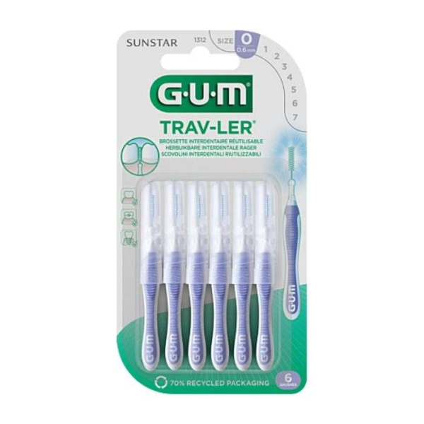 GUM - Brosette interdentaire reutilisable ref 1312 0.6 mm 6 unites