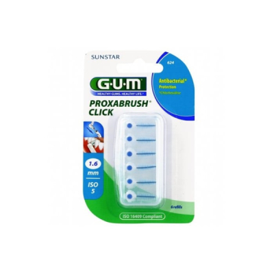 GUM - Brosse fines par 6 unites a la chlorhexidine 1.6mm ref 624