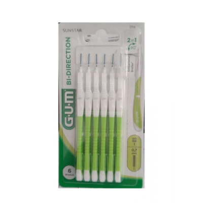 GUM - Manche par 6 unites avec brosettes ultra micro fine 0.7 mm ref 2114