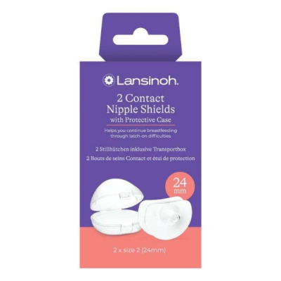 LANSINOH - 2 Bouts de seins contact et epui de protection taille 2 - 24 mm