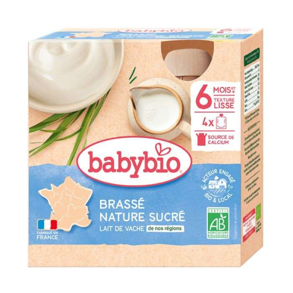 BABYBIO - Brasse nature sucre lait de vache 6mois+ (4*85g)